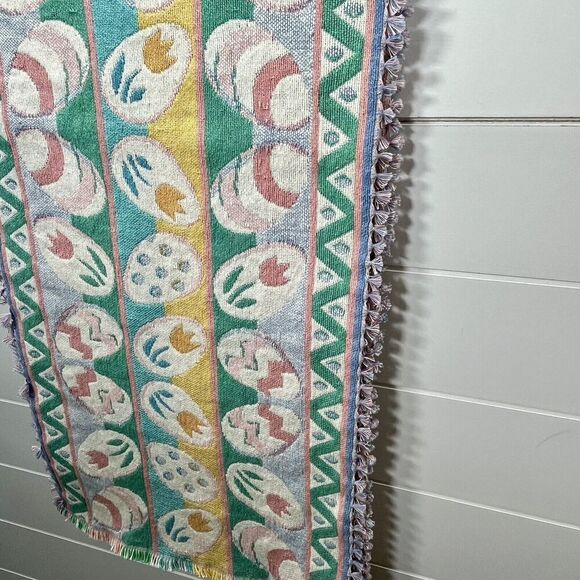 Easter Egg Spring Tapestry Table Runner 16in x 66in With Fringe - Picture 2 of 5
